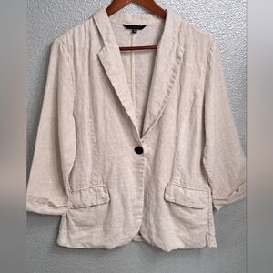 Youduoyou Cream Oversized 100% Linen Blazer  170/92A  (Small)